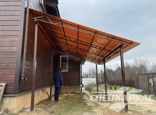 Навес примыкающий к дому для парковки одного автомобиля №69 1745