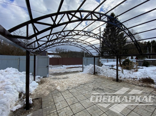 Арочный навес из поликарбоната для парковки двух автомобилей №6 1129