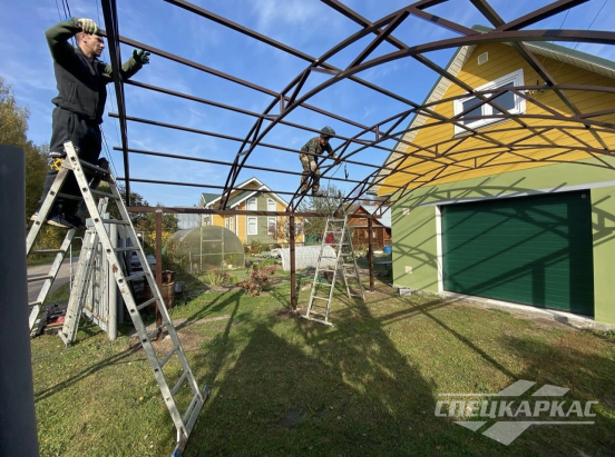 Навес из поликарбоната перед гаражом №82 4