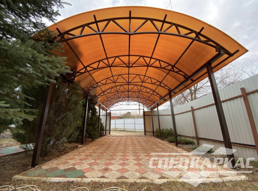 Арочный навес из поликарбоната для парковки двух автомобилей №5 1124
