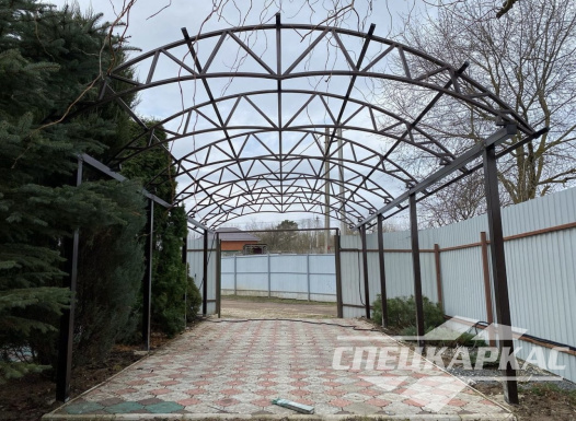 Арочный навес из поликарбоната для парковки двух автомобилей №5 1119