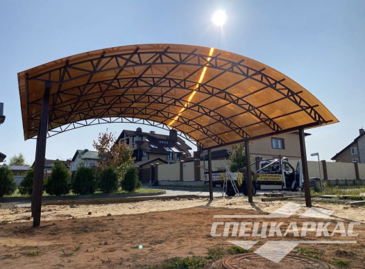 Усиленный навес из поликарбоната для двух автомобилей №88 1941