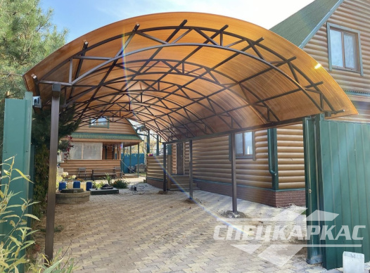 Арочный навес из поликарбоната на две машины №81 1873