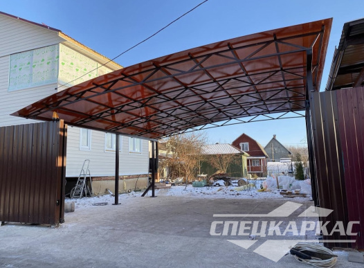 Односкатный навес для автомобилей (скат от соседа) №55 1609