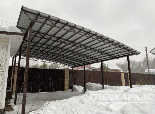 Навес из металлочерепицы на две машины №49 1554