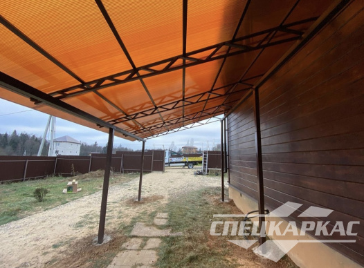 Навес примыкающий к дому для парковки одного автомобиля №69 1753