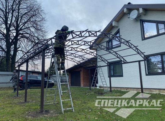 Арочный навес из поликарбоната на две машины №72 1776