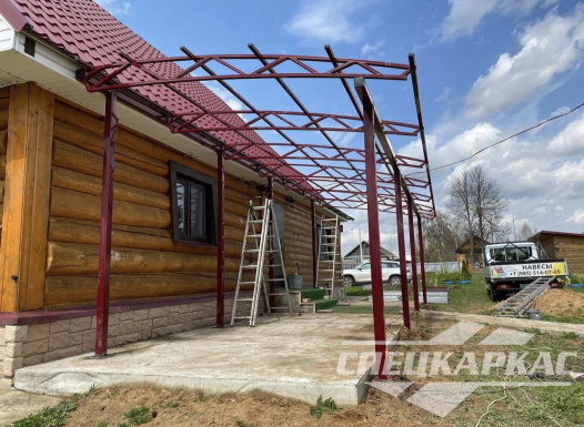 Навес к дому из поликарбоната для террасы №33 1392