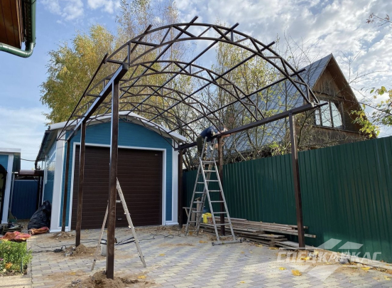 Арочный навес из поликарбоната на две машины №100 2