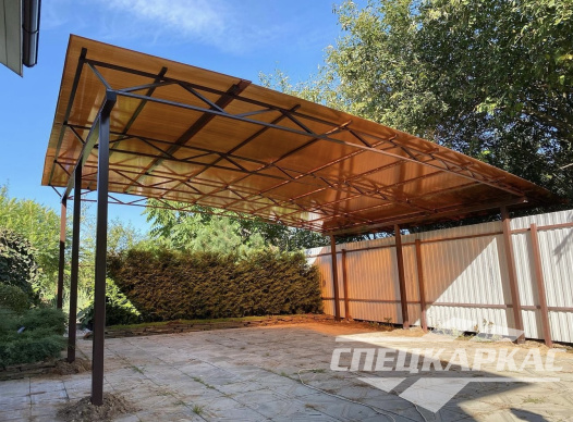 Односкатный навес из поликарбоната (скат за забор) №92 1975