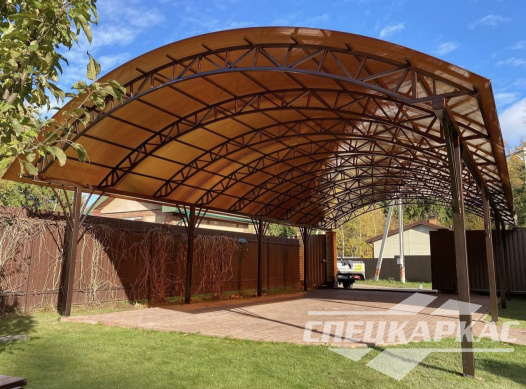 Навес из поликарбоната на 4 автомобиля №52 1582