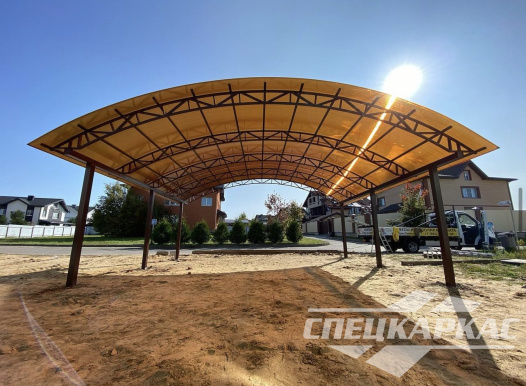 Усиленный навес из поликарбоната для двух автомобилей №88 1935