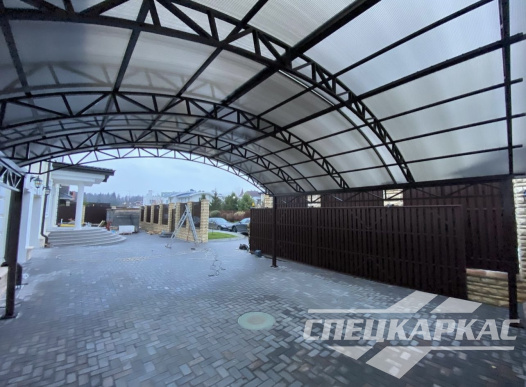 Навес на две машины из поликарбоната усиленный №77 1834