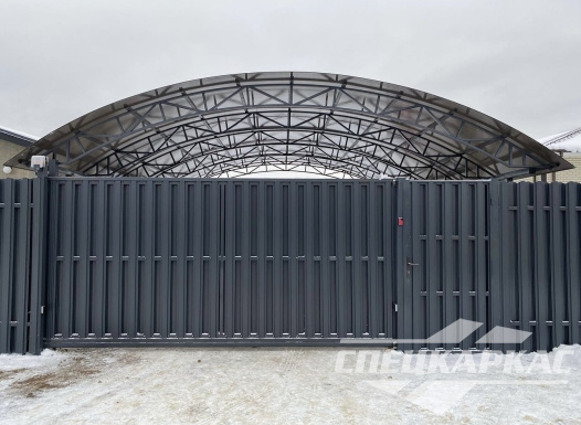 Прочный и просторный навес из поликарбоната для двух автомобилей 7х7 №51 1565