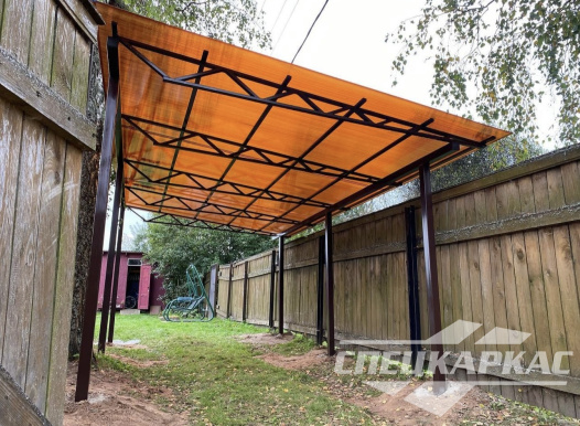 Прямой односкатный навес из поликарбоната для машины №97 2034