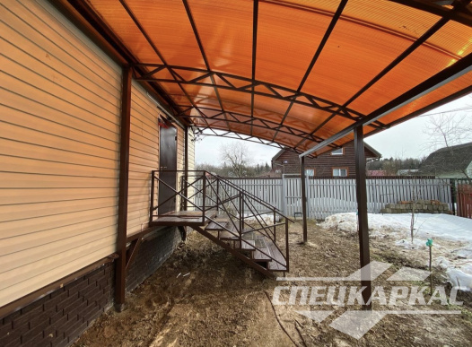 Навес из поликарбонта к дому | Примыкающий навес из поликарбоната над входом в дом №41 1478