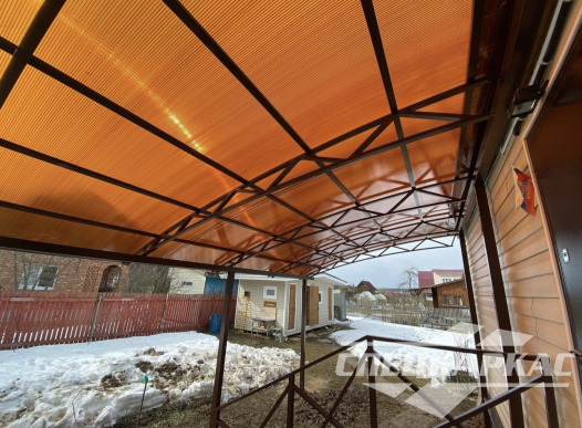 Навес из поликарбонта к дому | Примыкающий навес из поликарбоната над входом в дом №41 1476