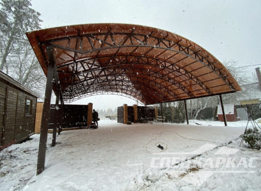 Большой, усиленный навес для автомобилей из поликарбоната №60 1659