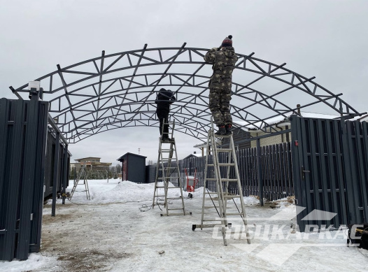 Прочный и просторный навес из поликарбоната для двух автомобилей 7х7 №51 1566