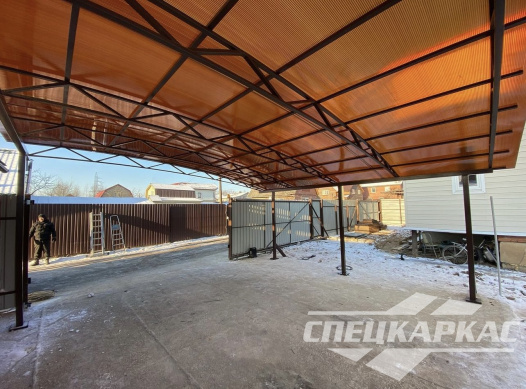 Односкатный навес для автомобилей (скат от соседа) №55 1613