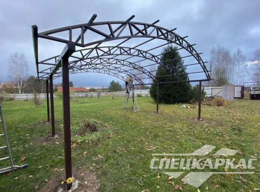 Арочный навес из поликарбоната на две машины №72 1779