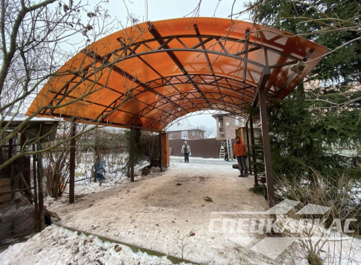 Металлический усиленный навес из поликарбоната для автомобиля №50 1563