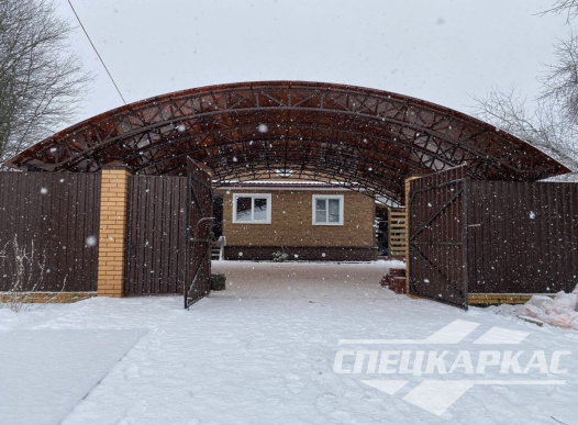 Большой, усиленный навес для автомобилей из поликарбоната №60 1660