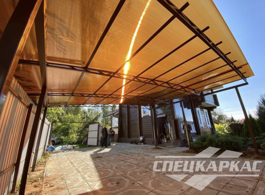 Односкатный навес из поликарбоната (скат за забор) №92 1983