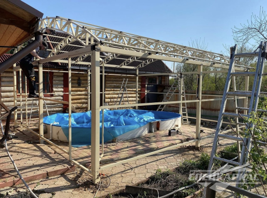 Навес из поликарбоната павильонного типа для бассейна №30 3