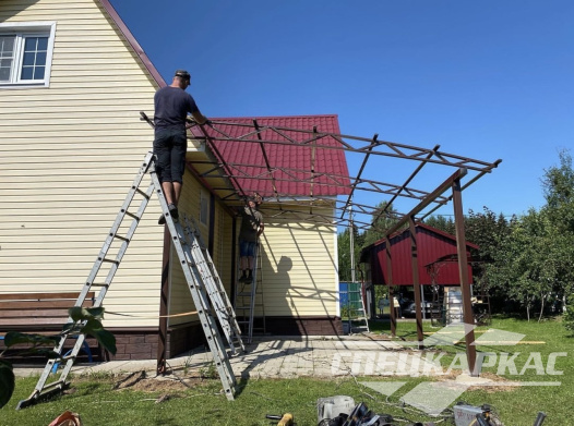 Навес из поликарбоната к дому | Навес их поликарбоната для терассы №13 1196