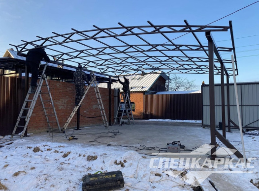 Односкатный навес для автомобилей (скат от соседа) №55 1606