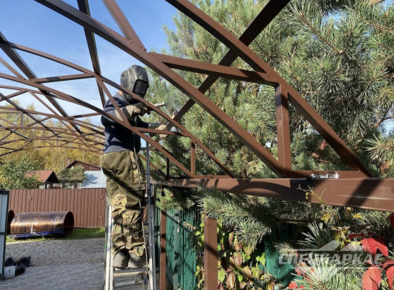 Арочный навес из поликарбоната на две машины №81 4