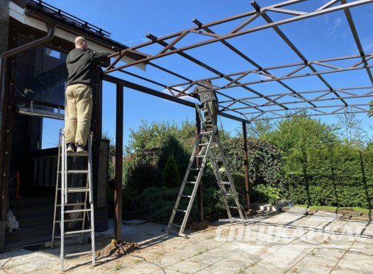 Односкатный навес из поликарбоната (скат за забор) №92 1977