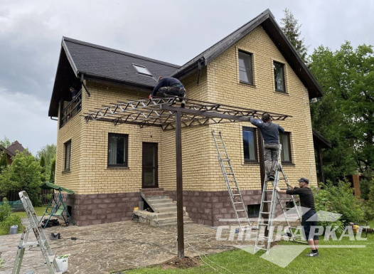 Навес к дому из поликарбоната | Навес над входом в дом №25 1312