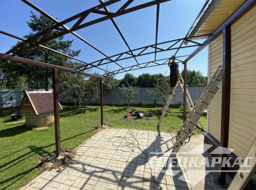 Навес из поликарбоната к дому | Навес их поликарбоната для терассы №13 1199