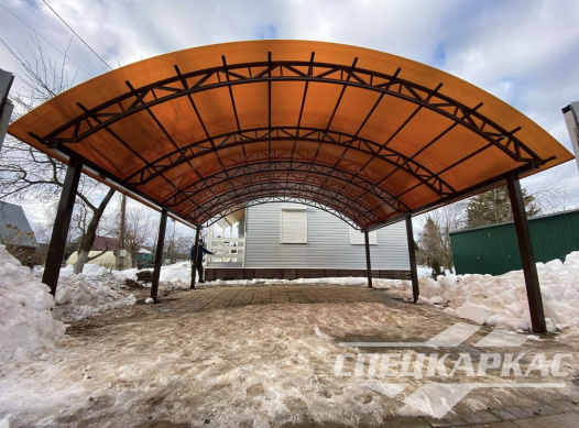 Арочный навес из поликарбоната для парковки двух автомобилей №6 1125