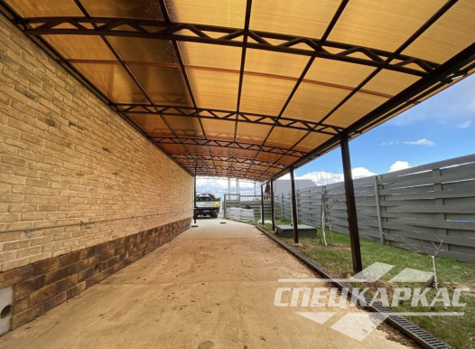 Навес из поликарбоната к дому | Пристенный навес из поликарбоната №2 1076