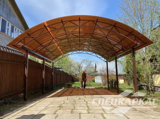 Усиленный навес из поликарбоната для парковки одного автомобиля №29 1355