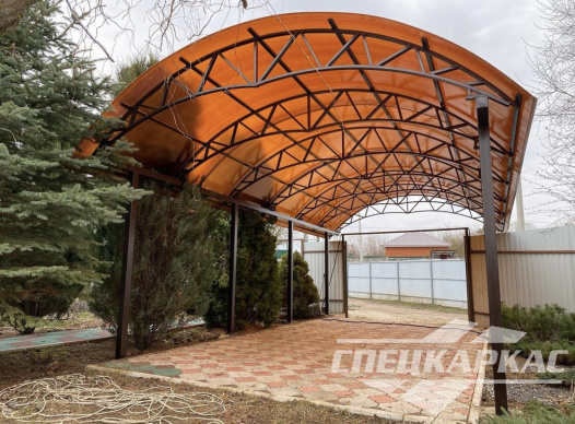 Арочный навес из поликарбоната для парковки двух автомобилей №5 1121