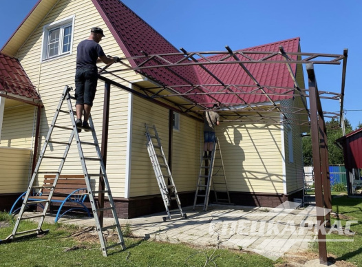 Навес из поликарбоната к дому | Навес их поликарбоната для терассы №13 1198