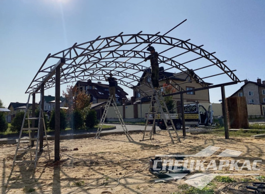 Усиленный навес из поликарбоната для двух автомобилей №88 1936