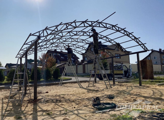 Усиленный навес из поликарбоната для двух автомобилей №88 2