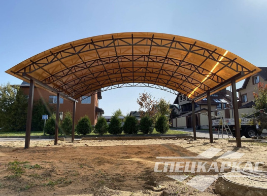 Усиленный навес из поликарбоната для двух автомобилей №88 1942