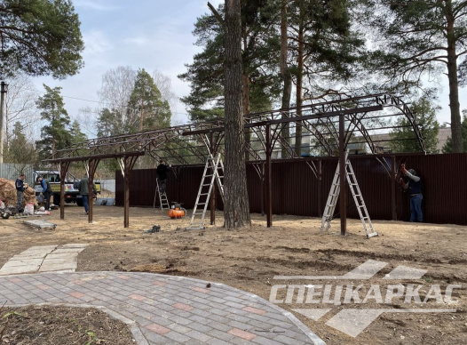 Навес из поликарбоната для автомобилей с измененной геометрией №39 1452