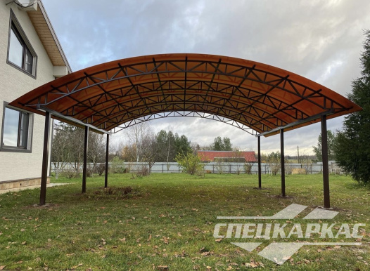 Арочный навес из поликарбоната на две машины №72 1784