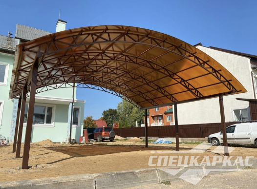 Усиленный навес из поликарбоната для двух автомобилей №88 1943